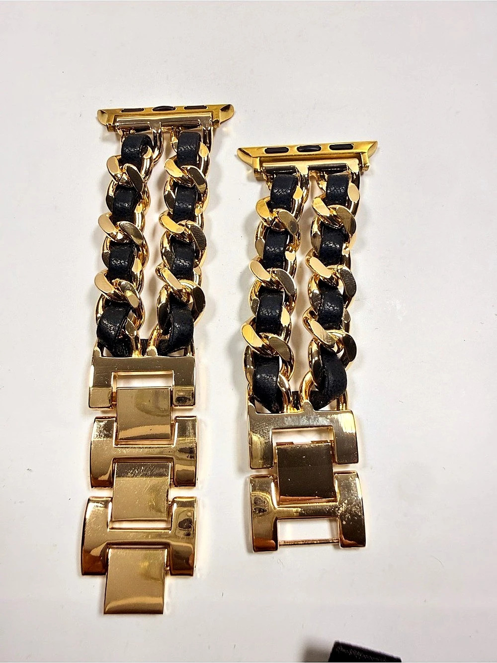 Anne Klein Gold-Tone and Black Chain Link Apple Watch Band